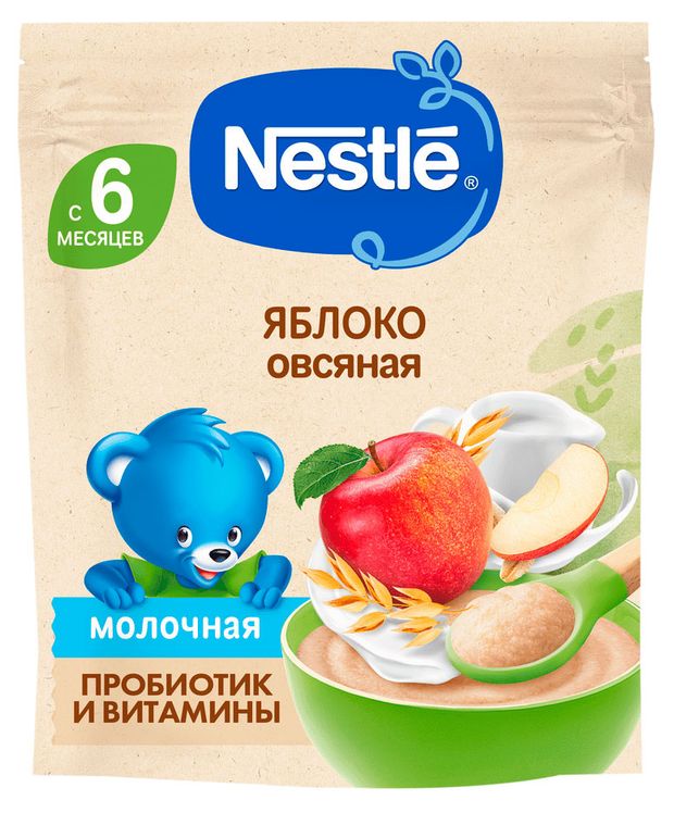 Каша молочная детская Nestle овсяная с яблоком с 6 мес., 200 г