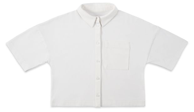 Блузка для девочки Калинка оверсайз с коротким рукавом белая, р 60-76