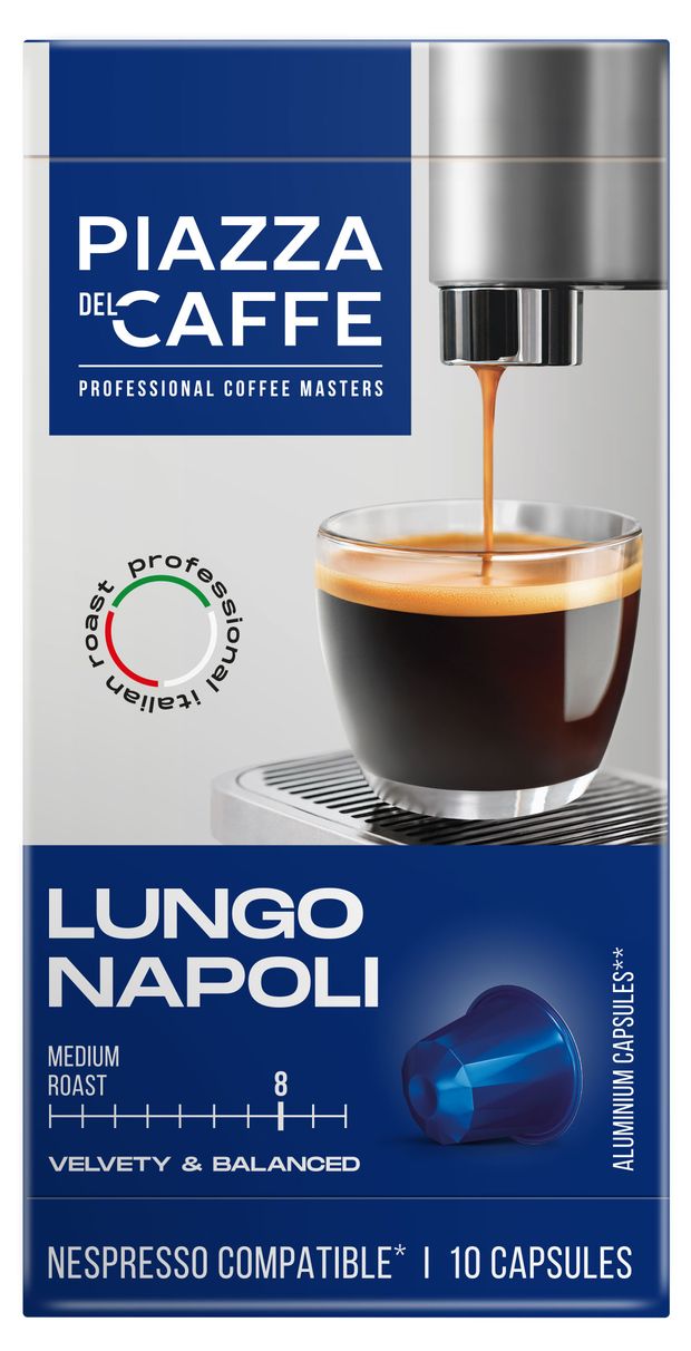 Кофе молотый в капсулах Piazza del Caffe Лунго Наполи, 5х10 шт
