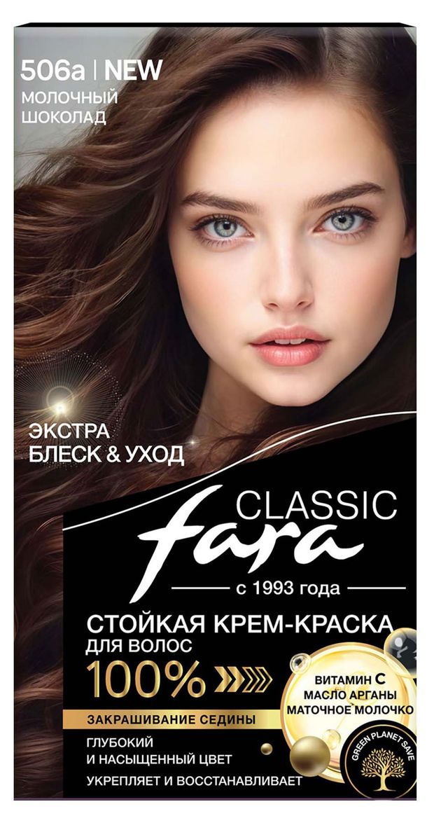 Крем-краска для волос Fara Classic стойкая оттенок 506а Молочный шоколад