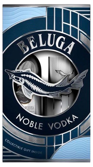 Водка BELUGA Noble в подарочной упаковке со стаканом рокс Россия, 0,7 л