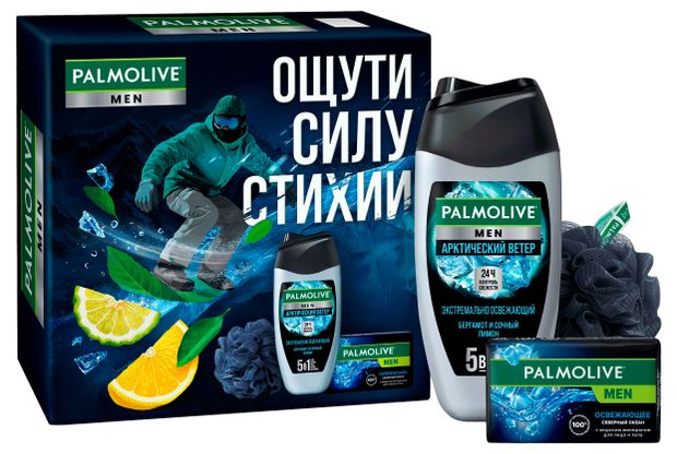 Набор подарочный Palmolive Men Арктический океан Гель для душа 250 мл + Мыло 90 г + Мочалка 1 шт