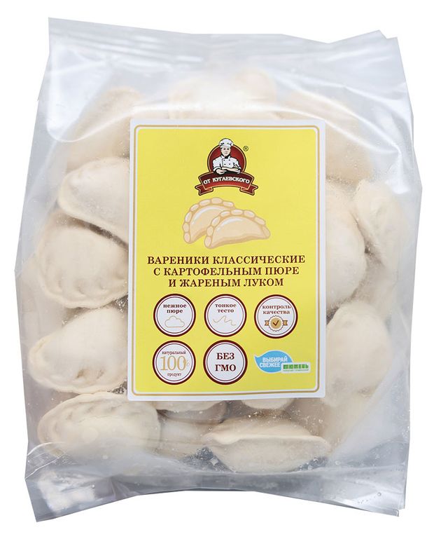 Вареники От Кугаевского Классические с картофельным пюре и жареным луком замороженные, 400 г