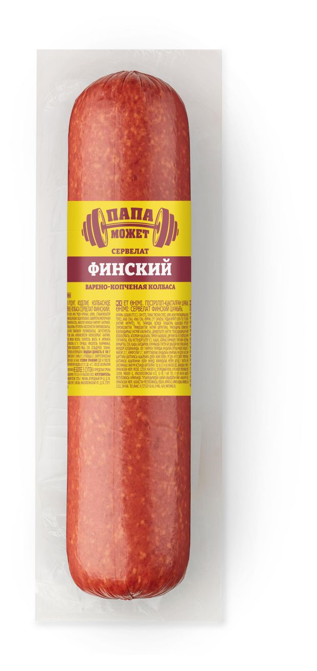 Колбаса варено-копченая Папа может Сервелат Финский из свинины и курицы, ~ 900 г