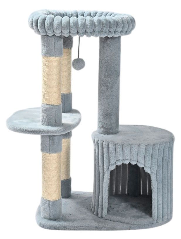 Когтеточка-домик для кошек с лежанкой и игрушкой, 60х40х90 см
