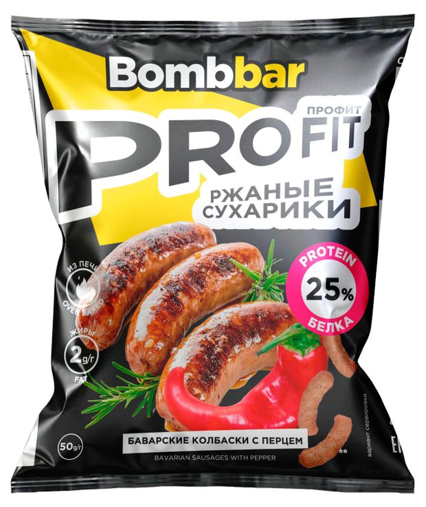 Сухарики ржаные Bombbar Pro Fit Баварcкие кол...