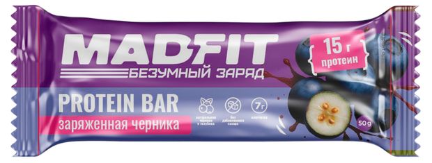 Батончик протеиновый Mad Fit Черника голубика, 50 г