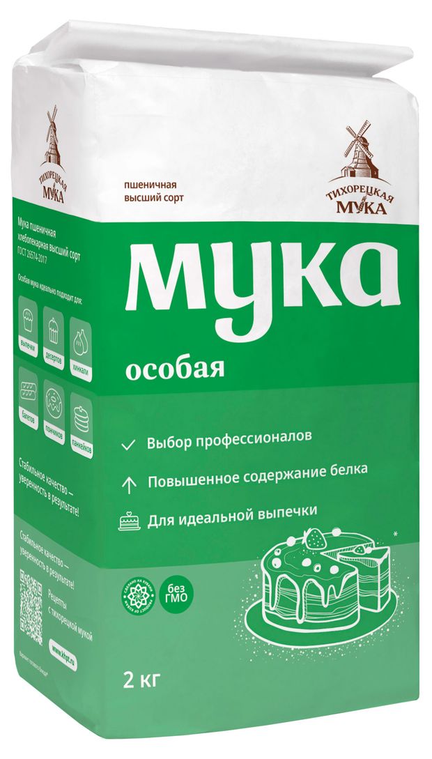 Мука пшеничная Тихорецкая хлебопекарная, 2 кг