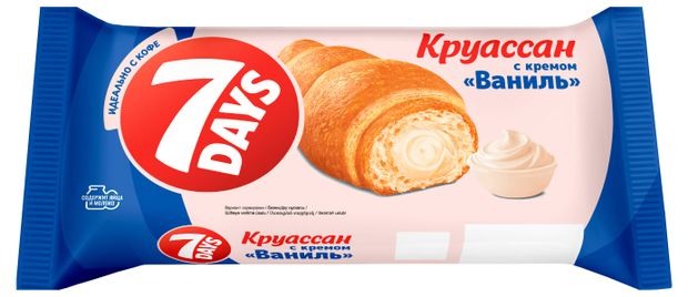 Круассан 7Days с кремом со вкусом ваниль, 65 г