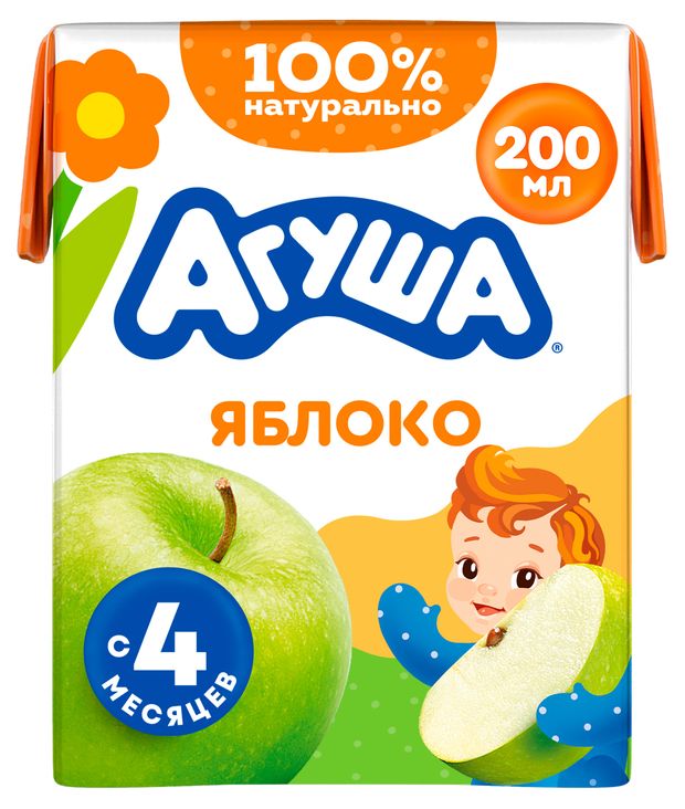 Сок Агуша яблоко с 4 мес., 200 мл