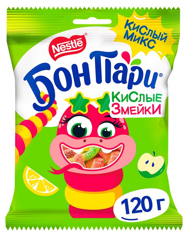 Мармелад жевательный Бон Пари Кислые змейки, 120 г