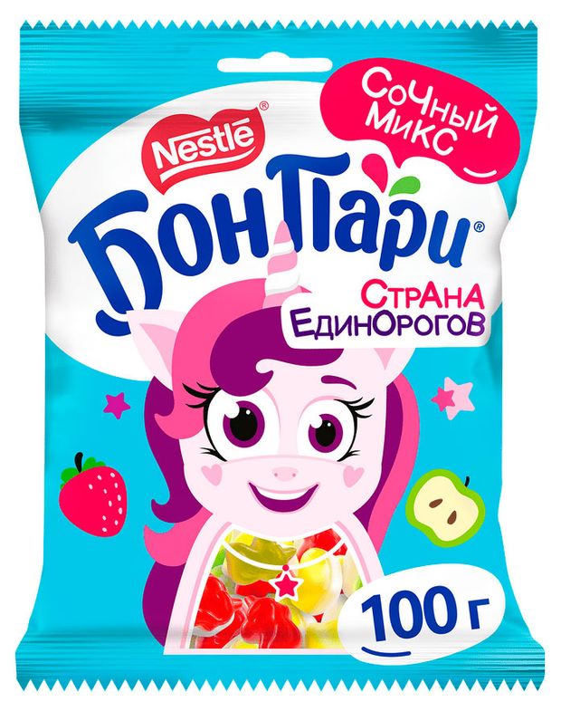 Мармелад жевательный Бон Пари Страна Единорогов ассорти, 100 г