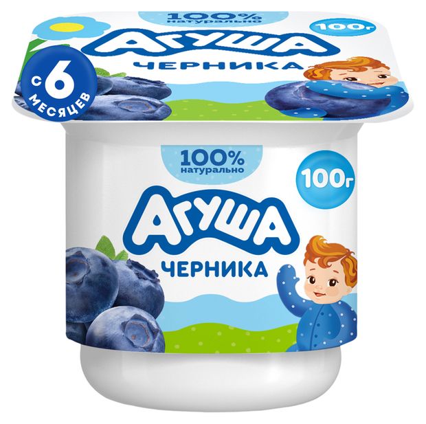 Творог детский Агуша фруктовый черника с 6 мес 3,9% БЗМЖ, 100 г