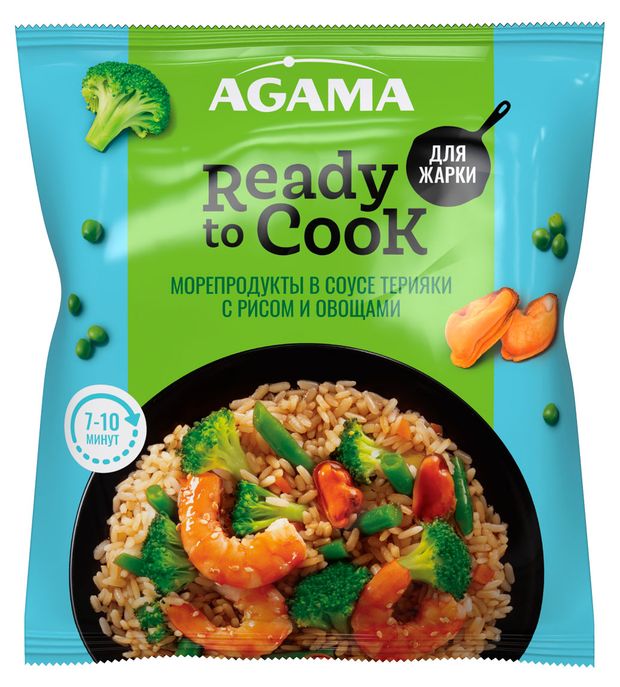 Морепродукты Agama в соусе терияки с рисом и овощами замороженные, 320 г