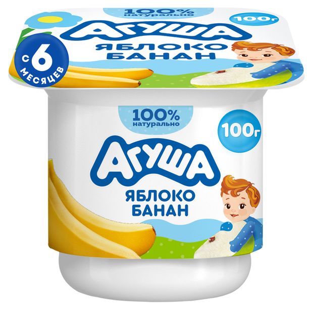 Творог детский Агуша фруктовый яблоко-банан 3,9% с 6 мес., 100 г