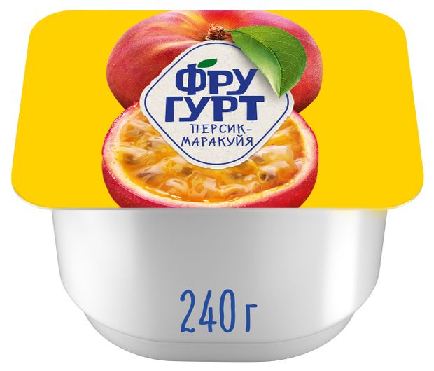 Йогурт Фругурт Большая порция персик маракуйя 2% БЗМЖ, 240 г