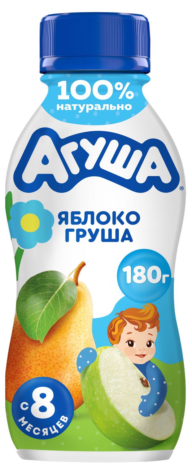 Йогурт питьевой детский Агуша яблоко-груша с 8 мес 2,7% БЗМЖ, 180 г