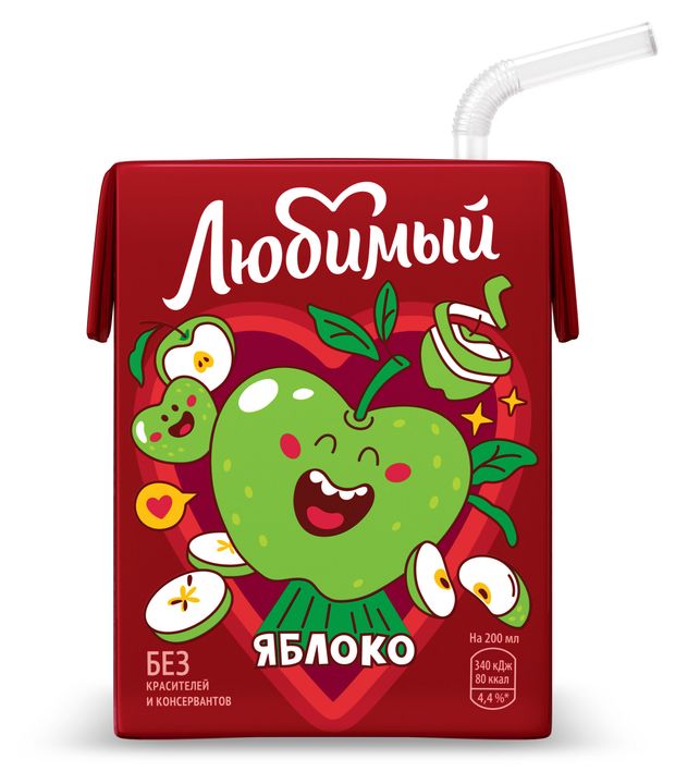 Напиток сокосодержащий Любимый яблочный, 200 мл