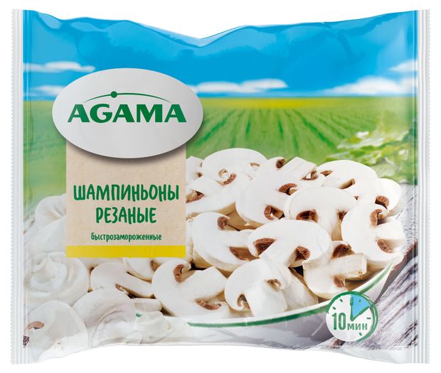Грибы шампиньоны Agama резаные замороженные, 400 г
