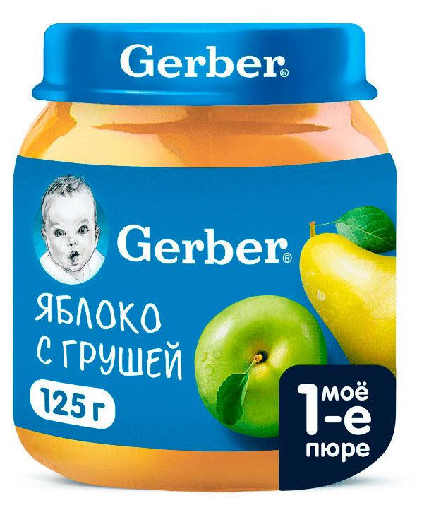 фото Пюре фруктовое gerber яблоко и груша для с 5 месяцев, 125 г