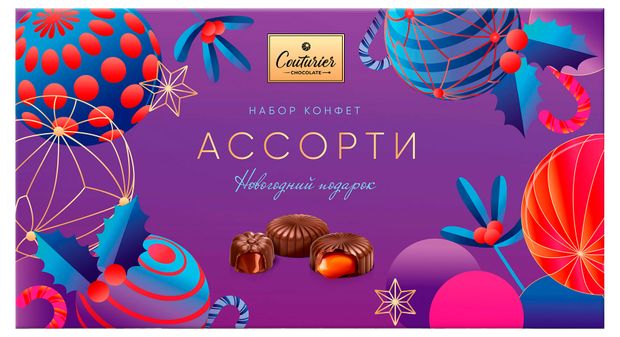 Набор шоколадных конфет Couturier Новогодний подарок ассорти, 130 г