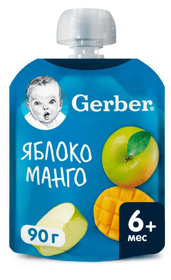 фото Пюре фруктовое gerber яблоко манго с 6 мес., 90 г