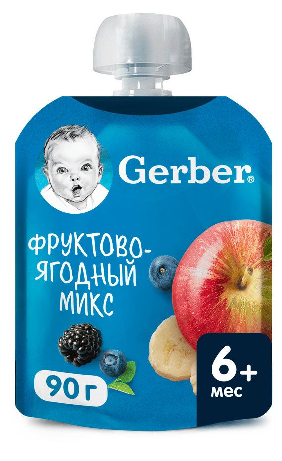 фото Пюре gerber фруктово-ягодный микс с 6 мес., 90 г