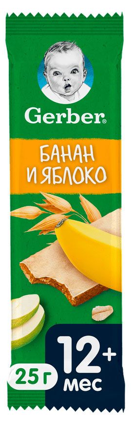 фото Батончик фруктово-злаковый gerber с яблоком и бананом с 12 мес., 25 г