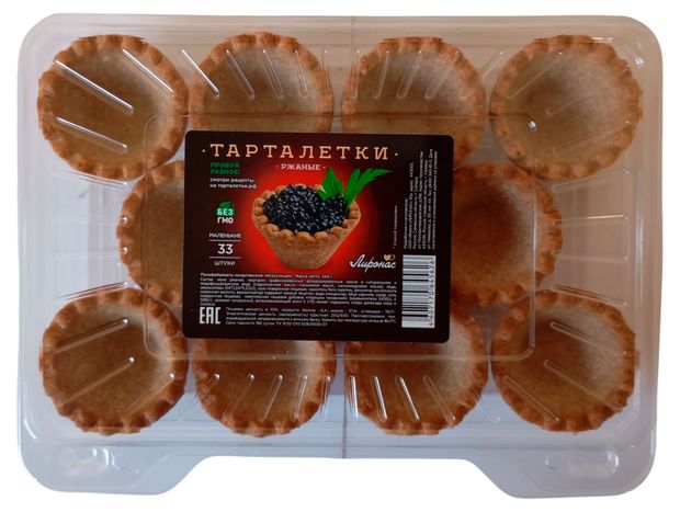 Тарталетки ржаные ЛИРОНАС маленькие, 80 г
