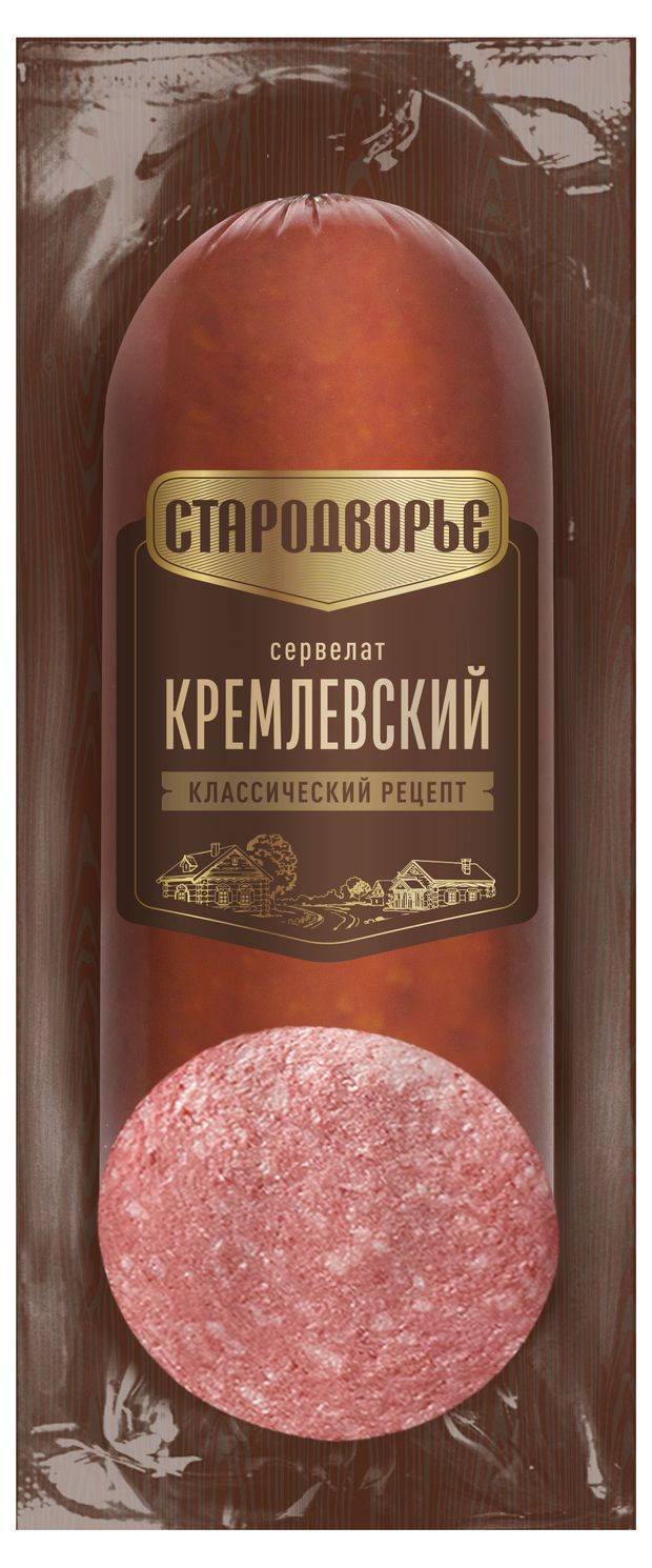 Колбаса Сервелат варено-копченый Стародворье Кремлевский полубатон, 350 г