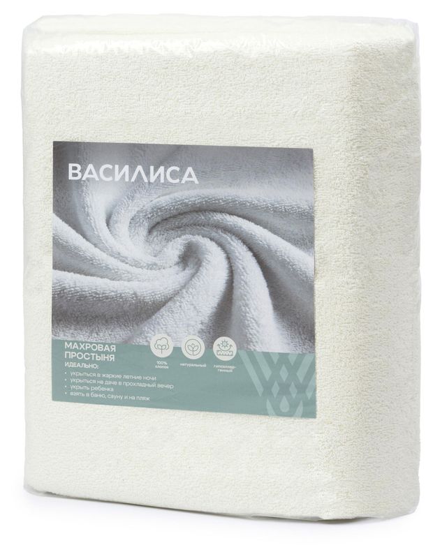 фото Простыня махровая василиса молочная, 150х200 см