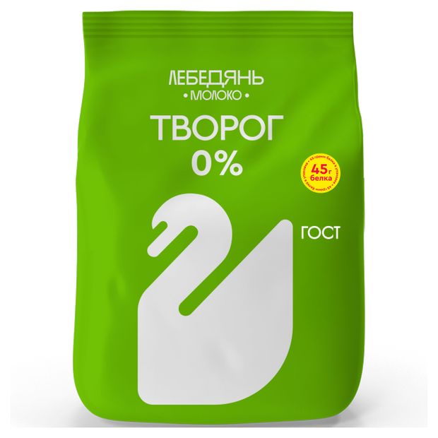 Творог рассыпчатый Лебедяньмолоко обезжиренный в пакете 0% ГОСТ БЗМЖ, 300 г