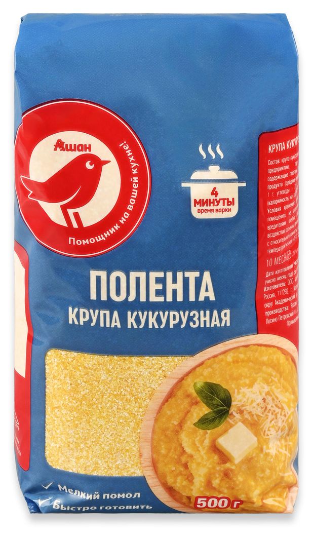 Крупа кукурузная АШАН Красная птица Полента, 500 г