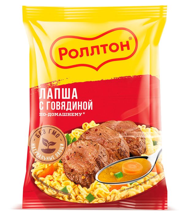 Лапша быстрого приготовления Роллтон с говядиной по-домашнему, 85 г