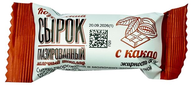 Сырок глазированный творожный Козельский молочный завод с какао фольга батончик, 40 г