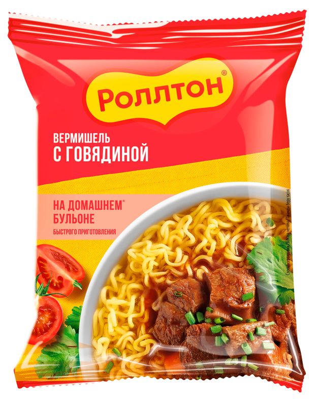 Лапша быстрого приготовления Роллтон с говядиной, 60 г