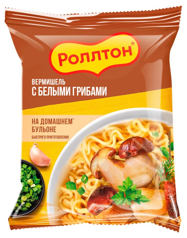 Лапша быстрого приготовления Роллтон яичная с грибами, 60 г