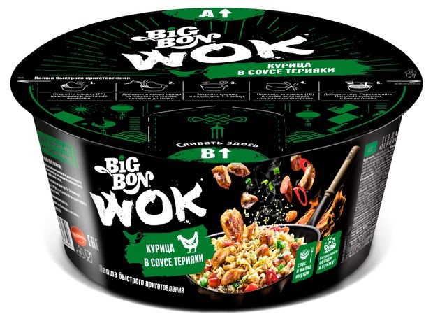 Лапша BIGBON WOK курица в соусе Терияки, 85 г