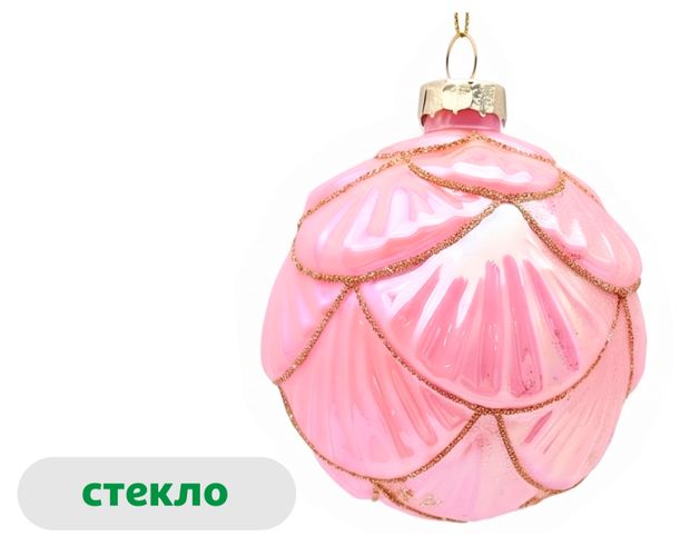 Елочный шар Розовая романтика Цветы стекло розовый, 8 см
