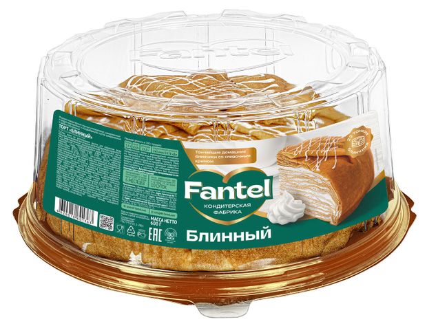 Торт блинный Fantel со сливочным кремом охлажденный, 600 г
