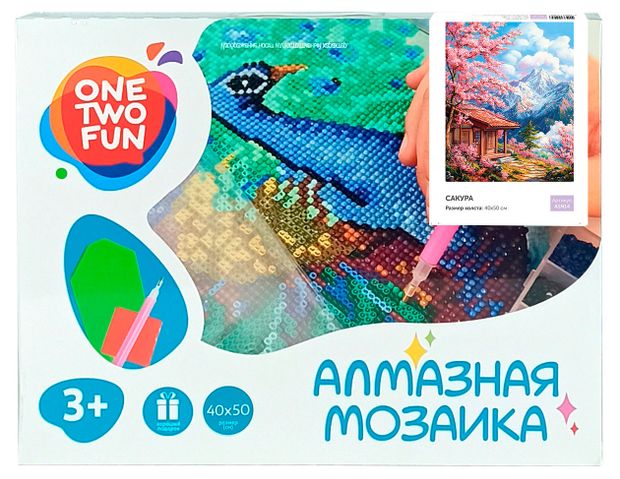 Набор для творчества ONE TWO FUN Алмазная мозаика Сакура, 40х50 см