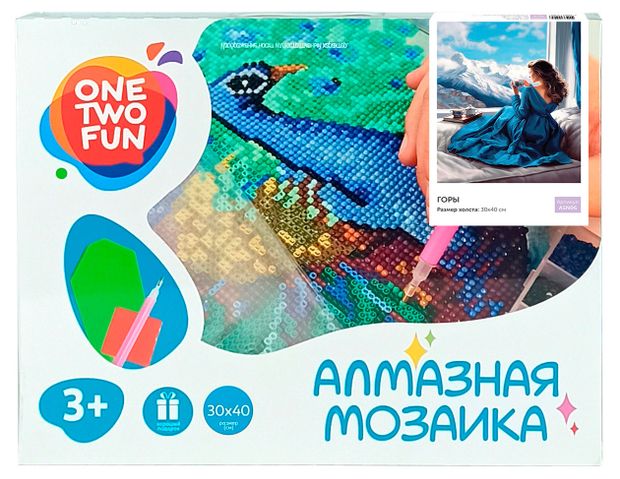 Набор для творчества ONE TWO FUN Алмазная мозаика Горы, 30х40 см
