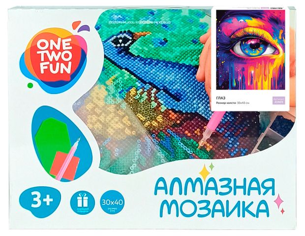 Мозаика алмазная ONE TWO FUN Глаз, 30х40 см