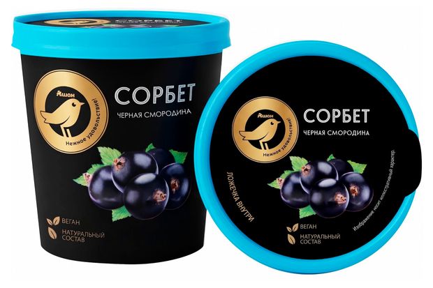 Десерт ягодный Сорбет АШАН Золотая птица Vegan черная смородина, 75 г