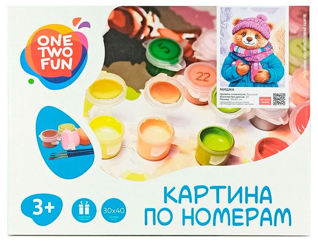 Картина по номерам ONE TWO FUN Мишка, 30х40 см