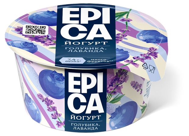 Йогурт густой ложковый EPICA Bouquet с голубикой и лавандой 4.8%, 130 г