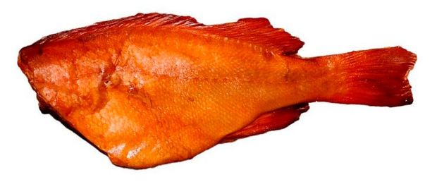 Окунь морской крупный горячего копчения потрошеный без головы, вес