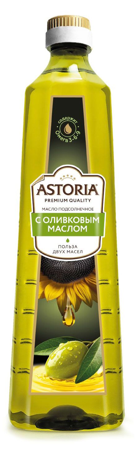 Масло подсолнечное Astoria с добавлением оливкового, 800 мл