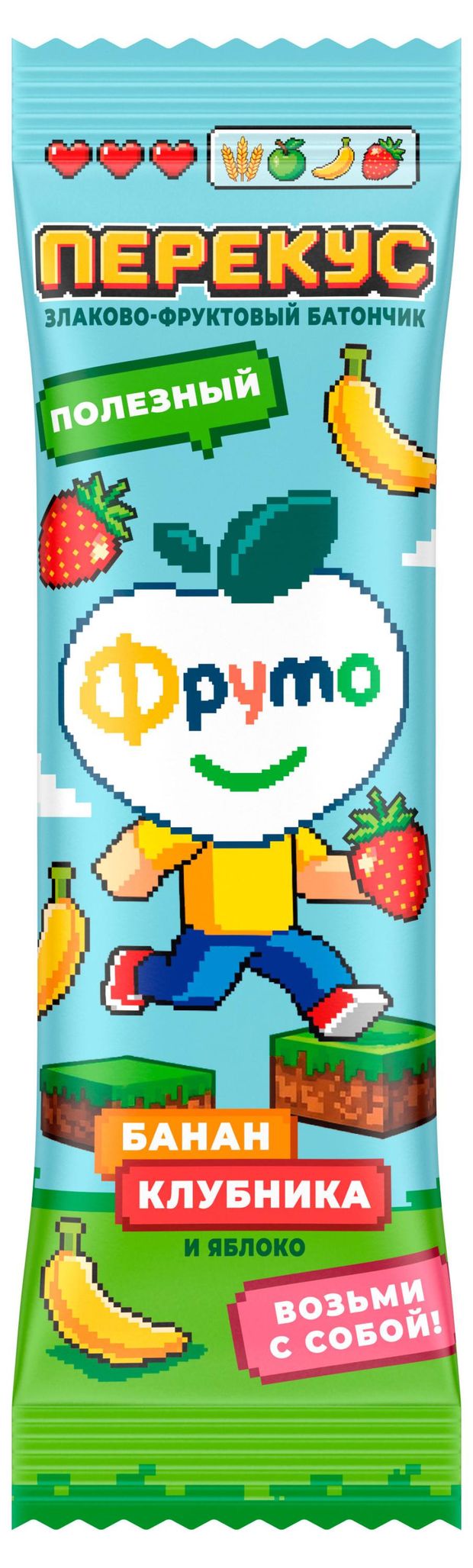 Батончик злаково-фруктовый Фруто яблоко-банан-клубника, 25 г