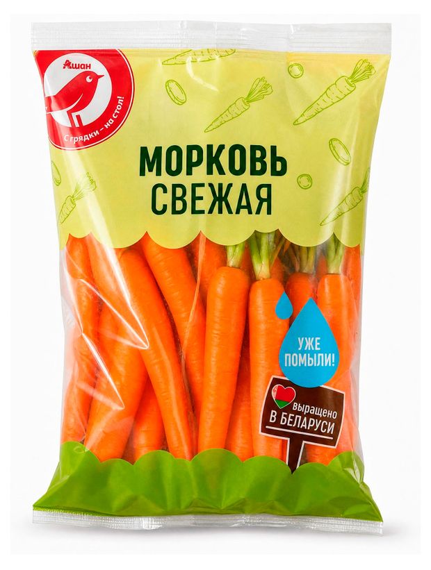 Морковь мытая АШАН Красная птица, 1 кг